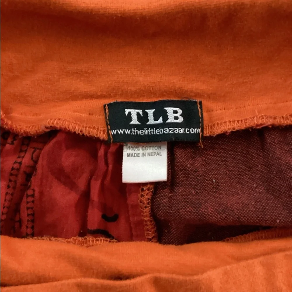 TLB BOHO Free Spirit Patchwork Cotton Lounge Wide Leg Pants Orange Sz One Size - Picture 2 of 6